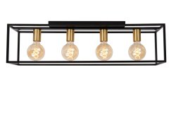 Ruben 80cm Svart plafond Fra Lucide - Den m&auml;ssing fargede armaturen gir en subtil retrofølelse til den koselige atmosfæren som Ruben utstråler.