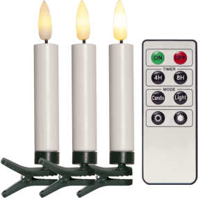 Flamme 10LED Grønn Fra Star Trading - Lysene med 3D-lys ser realistiske ut og har en vakker gl&oslash;d, lysene er hvite med gr&oslash;nne klips.