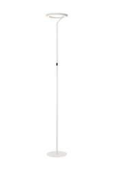 Celeste Hvit gulvlampe Fra Lucide - Den avrundede, kompakte skjermen, med en diameter p&aring; 28 centimeter, sprer lys b&aring;de opp og ned.