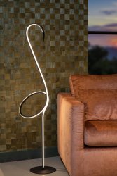 Flamingo Svart gulvlampe Fra Lucide - Flamingo kommer med en standard RGB LED-stripe som du enkelt kan styre med en fjernkontroll.
