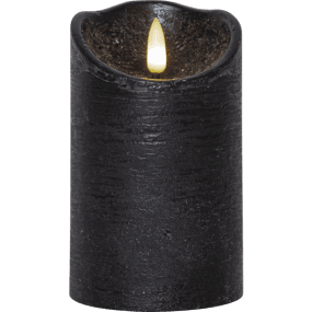 LED Blokklys Flamme Rustic Svart Fra Star Trading - Den naturtro flammen skinner med en varm hvit gl&oslash;d.