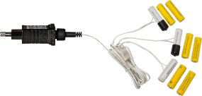 Batterieliminator 3 x AA Hvit Fra Star Trading - Batteri-eliminator for 3xAA-batterier med 3 utganger.