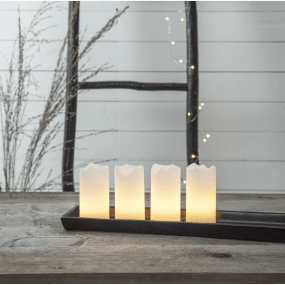 LED Blokklys 4-pk Hvit Fra Star Trading - Unng&aring; &aring; plassere lysene i direkte sollys der de kan smelte og misfarges av varmen.