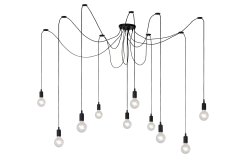 Fix Ø400 Svart Taklampe Fra Lucide - Fix er en trendy kombinasjon av ledninger (lengde 200 cm) og synlige lyspærer.