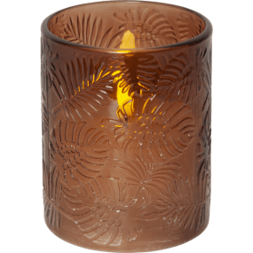 LED Lys Flamme Leaf Brun Fra Star Trading - Den har timerfunksjon og når bryteren er på; timermodusen lyser lyset i 6 timer på, 18 timer av, gjentatte ganger, med en vakker realistisk flamme i en varm hvit glød.