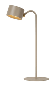 Jolan 36cm Taupe bærbar Fra Lucide - Lampehodet er avtagbart og kan derfor brukes p&aring;; lampefoten, veggplaten eller klemmen avhengig av hva du trenger av lys til gangen.