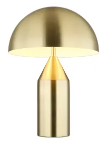 Atoma 40cm Messing bordlampe Fra Globo Lighting - Sk&auml;rmen i matt m&auml;ssing och vitt skapar en harmonisk kontrast och ger en behaglig ljusspridning.