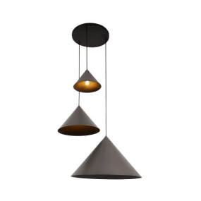 Spitze Ø68 Grå Taklampe Fra Lucide - De tre kjegleformede skjermene i forskjellige størrelser laget av metall i grå utførelse avgir et blendfritt lys rettet nedover.