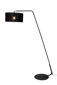 Kelso Svart gulvlampe Fra Lucide - Med en høyde på 180 cm og en elegant lampeskjerm i lin, gir denne lampen et fint preg til hjemmet ditt.