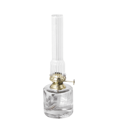 Kerosene lamp elvira small Gjennomsiktig Fra Strömshaga - Elegant parafinlampe i riflet glass og messingbrenner.