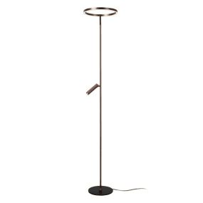 Applause Brun gulvlampe Fra Lucide - Applause er en stilig gulvlampe i metall med en blank, kaffebrun finish, designet for å møte både stemningsfulle og funksjonelle belysningsbehov.