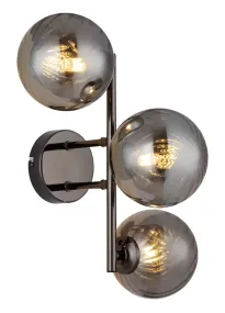 Conor 36cm Røykfarget vegglampe Fra Globo Lighting - Conor v&auml;gglampa i svart krom med r&ouml;kf&auml;rgade glassf&auml;rer ger en modern och elegant touch till vilket rum som helst.