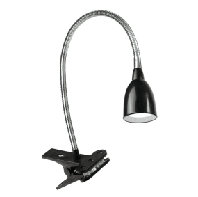 Stella Svart klemmelampe Fra Airam - Med Stella kan du erstatte en bord- eller vegglampe b&aring;de permanent eller midlertidig.