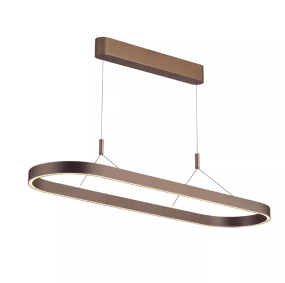 Liane 150cm Brun Taklampe Fra Lucide - Den ovale silhuetten og den elegante rustbrune finishen gj&oslash;r den til en eksklusiv detalj som l&oslash;fter stuen eller spisestuen med b&aring;de varme og harmoni.