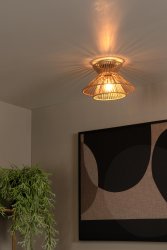 Tasman Ø32 Natur plafond Fra Lucide - Tasman kan enkelt kobles til en ekstern dimmer for å maksimere stemningen og skape en varm atmosfære.