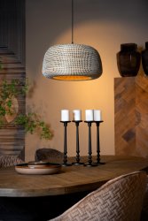 Maduka Ø47 Natur Taklampe Fra Lucide - Unike produktegenskaper:Passer for bruk med LED-lyskildeDenne lampen er h&oslash;ydejusterbarLett &aring; koble til en dimmer (ekskl.