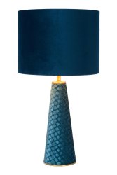 Extravaganza Velvet 47cm Turkis bordlampe Fra Lucide - Det er som om lyset skinner fra bunnen av lampen &ndash; en optisk illusjon som garantert vil overraske alle besøkende.