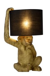 Extravaganza Chimp 45cm Svart bordlampe Fra Lucide - Med hånden under haken og åpne, ervervede øyne inviterer den til en forfriskende mimikk og en følelse av beundring.