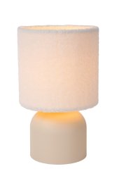 Woolly 28cm Krem bordlampe Fra Lucide - Den elegante basen har også&aring; en diameter p&aring; 16 centimeter, noe som gir en balansert totalhøyde på 28 centimeter.