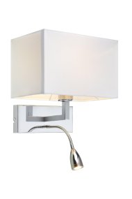 Savoy Krom leselampe Fra Markslöjd - Den rektangulære skjermen i kombinasjon med den fleksible LED-lampen på 3W gir både en atmosfærisk glød og praktisk lys for løsning.