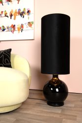 Esterad Svart gulvlampe Fra Lucide - Denne runde gulvlampen med en sfærisk base vil umiddelbart få deg til å smile.