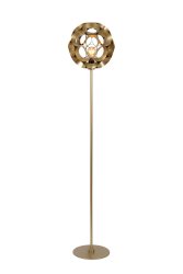 Hannelore Matt gull/messing gulvlampe Fra Lucide - Med sitt unike design og materialvalg passer Hannelore like godt i moderne som i vintage-inspirert interiør.