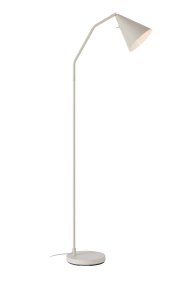 Funil Beige gulvlampe Fra Markslöjd - Lampen er laget av beige lakkert metall og har et dekorativt kjegleformet lampehode som kan roteres og justeres.
