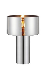 Corin 32cm Sølv bordlampe Fra Markslöjd - Corin-bordlampen er laget utelukkende av glass med en avrundet skjerm og matchende base som elegant slipper lyset gjennom.