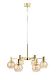 Ambra Ø75 Messing Taklampe Fra Markslöjd - Ambra er en stor og imponerende taklampe med ramme i r&oslash;dbrun finish.