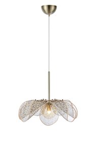Styrka Ø63 Flerfarget Taklampe Fra Markslöjd - Taklampe i et uttrykksfullt leopardm&oslash;nster i svart og beige, med en blomsterlignende form i bananfiber som gir et mykt og dekorativt inntrykk.