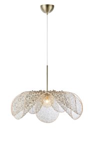 Styrka Ø75 Flerfarget Taklampe Fra Markslöjd - Taklampe i et uttrykksfullt leopardm&oslash;nster i svart og beige, med en blomsterlignende form i bananfiber som gir et mykt og dekorativt inntrykk.
