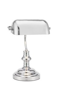 Bankers 42cm Krom Fra Markslöjd - Bankers bordlampe er laget helt av krom og har en metallbase og et justerbart matchende lampeglass.