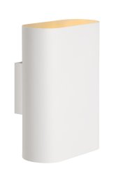 Ovalis 20cm Hvit vegglampe Fra Lucide - Med en st&oslash;rrelse p&aring; 20 cm x 8,5 cm, den er enkel &aring; plassere over en sentral koblingsboks.