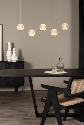Cintra 84cm Gjennomsiktig Taklampe Fra Lucide - Pendellampen kan heves og senkes, og de gjennomsiktige skjermene passer perfekt inn i interiøret ditt.