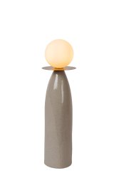 Figaro 45cm Grå bordlampe Fra Lucide - Med sin smale, vaseformede bunn og en frostklar sfærisk diffuser, sprer Figaro en varm glød i hele rommet.