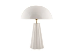 Amplio 55cm Hvit bordlampe Fra Leitmotiv - Den er laget av metall med en blank hvit finish og elegante messingdetaljer som gir et sofistikert uttrykk.