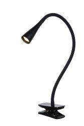 Zozy Svart klemmelampe Fra Lucide - Denne moderne klipslampen har en fleksibel arm og en integrert LED-lampe som du enkelt kan rette dit du vil.