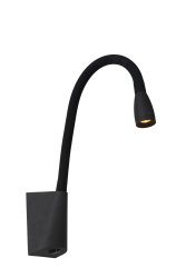 Galen Svart leselampe Fra Lucide - Str&oslash;mbryteren er integrert i lampen for ergonomisk og enkel bruk &ndash; du trenger aldri &aring; gj&oslash;re ut av sengen.