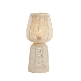 Aboso 54cm Kremet hvit bordlampe Fra Light & Living - Den unike formen gir et moderne og elegant preg, perfekt for å løfte interiøret i både industrielle og skandinaviske hjem.