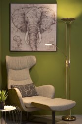 Champion-Led Bronse gulvlampe Fra Lucide - Med tv&aring; lyspærer, en plassert halvveis og en øverst, du får et dobbelt utseende; veldig atmosfærisk lys.