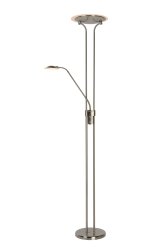 Champion-Led Sateng krom gulvlampe Fra Lucide - Med tv&aring; lyspærer, en plassert halvveis og en øverst, du får et dobbelt utseende; veldig atmosfærisk lys.