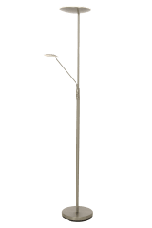 Cadiz Stål Fra Aneta Lighting - Lyset sl&aring;s p&aring;; og av med tv&aring; dimmere p&aring; lampen, en som regulerer lyset i toppen og en for skinnarmen som ogs&aring; kan justeres.