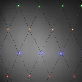 Lysnett multi-colour 1,5m Flerfarget Fra Konstsmide - Leveres med 10m sort tilkoblingskabel og transformator.