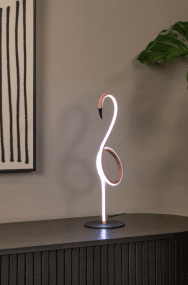 Flamingo 50cm Rosa bordlampe Fra Lucide - Denne moderne bordlampen kombinerer stil og funksjonalitet med en integrert dimbar LED-lyskilde og RGB-fargebelysning.