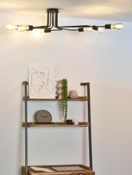 Lester 150cm Svart plafond Fra Lucide - Takket være den oppfinnsomme designen med faste armer kan du nyte en bred spredning av lys.