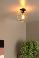 Danza Ø25 Matt gull/messing plafond Fra Lucide - Taklampen har en diameter på 25 centimeter og en høyde på 22,5 centimeter.