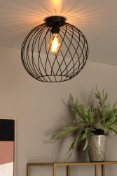 Danza Ø40 Svart plafond Fra Lucide - Taklampen har en diameter på 40 centimeter og en høyde på 35,5 centimeter.
