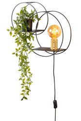 Circle 43cm Svart vegglampe Fra Lucide - Med en dobbel hylle kan du enkelt plassere en plante, en fotoramme eller en statue ved siden av den &aring;pne lyskilden.