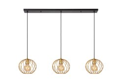 Danza 130cm Matt gull/messing Taklampe Fra Lucide - Hver sfæriske lampeskjerm er laget av fine, vridd metalltråder med en åpen struktur, som gjør at glødepærer ser ekstra vakre ut i kombinasjon med Danza.
