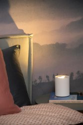 Tube 12cm Hvit bordlampe Fra Lucide - Lyskasteren er innelukket i en metallsylinder – enkel, kompakt og fri for forstyrrende detaljer og unødvendige dikkedarer.
